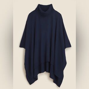J.Crew NWOT Wool-cashmere blend turtleneck poncho in navy